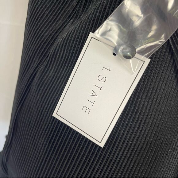 1State Rich Black Pilssé 3/4 Sleeve Blouse W/ Jewel Neck &Ruffled Hem Sz XS & L - Picture 6 of 6